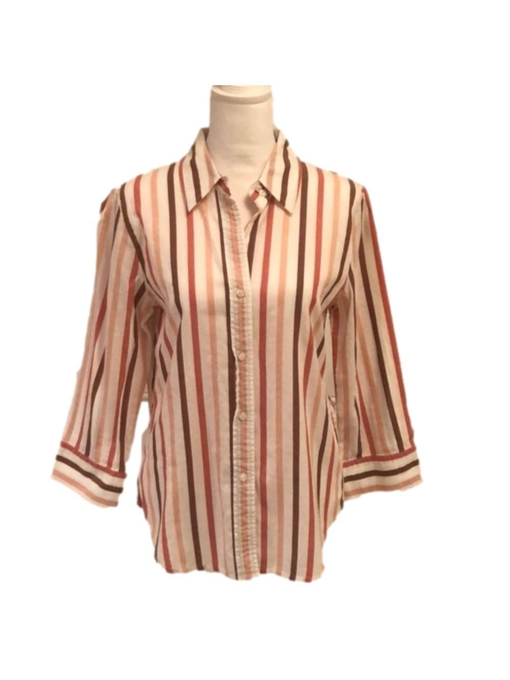 PERRY ELLIS Button-Down Striped Top Size 6